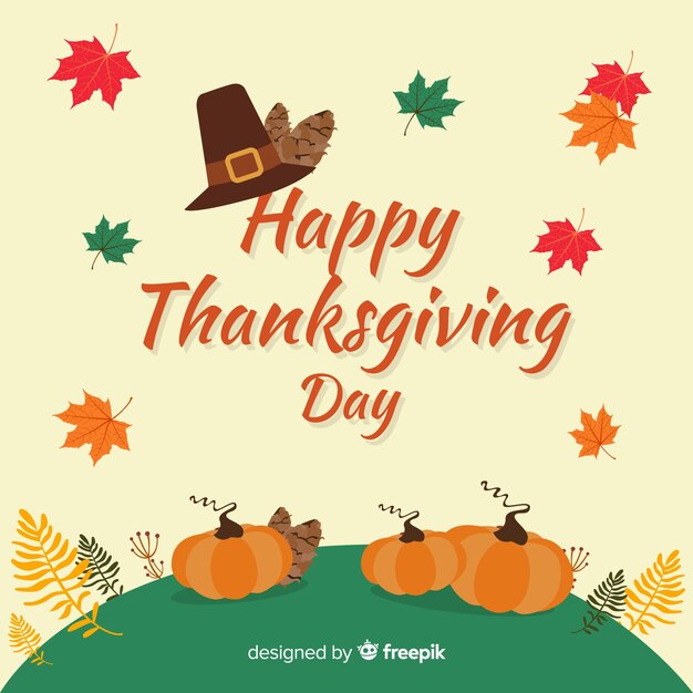 Lovely thanksgiving day background with flat design