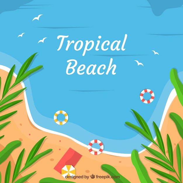 Free Vector lovely tropical beach with flat design