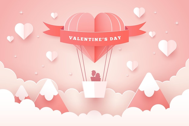 Lovely valentine's day wallpaper in paper style