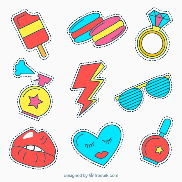 Free vector lovely variety of modern stickers