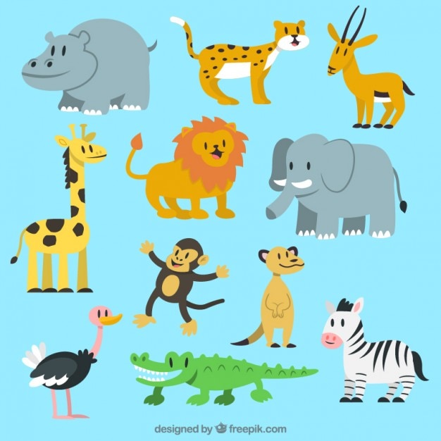 Free Vector lovely wild animal collection