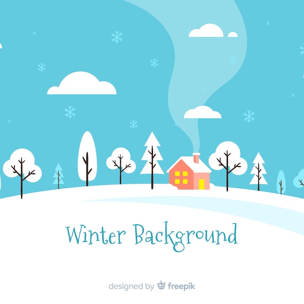 Free Vector lovely winter landscape with flat design