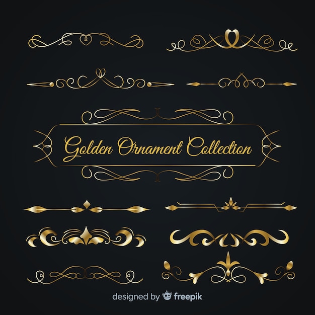 Free Vector luxurious golden ornament collection