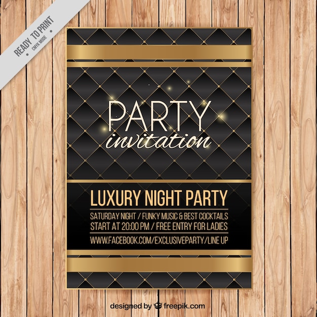 Free Vector luxurious golden party poster