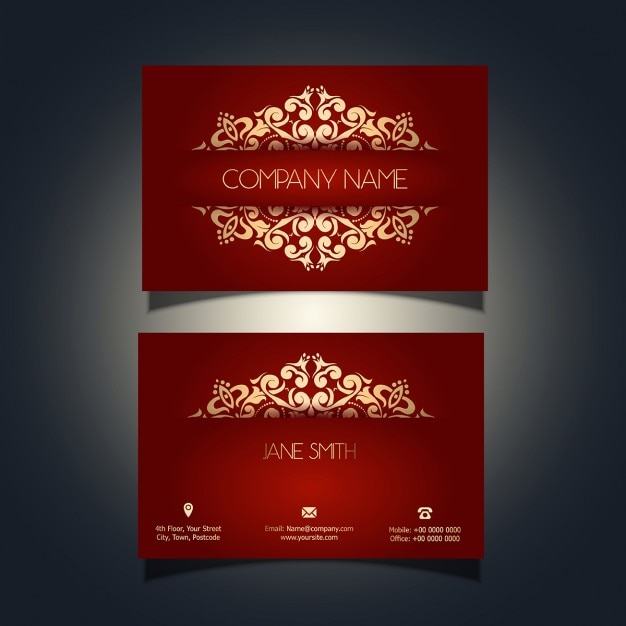 Free Vector luxury card in red with golden ornaments