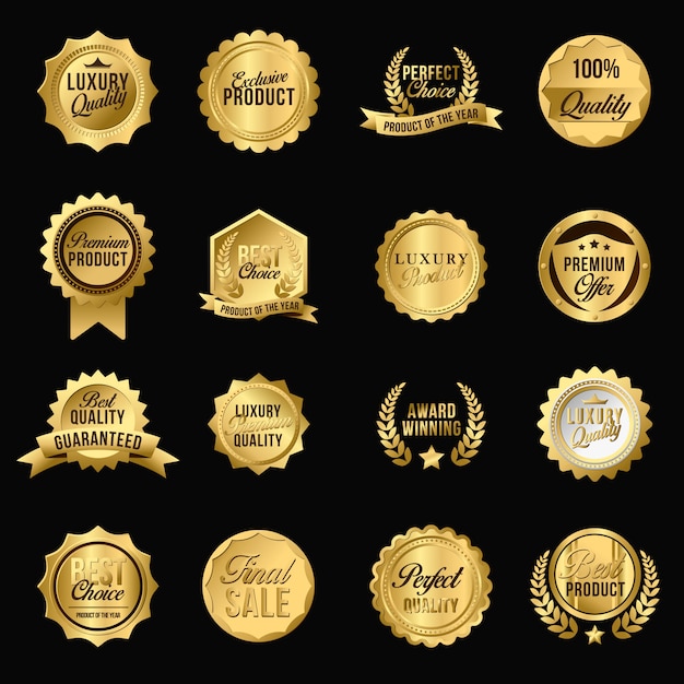 Luxury golden flat badges set