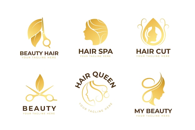 Luxury hair salon logo set