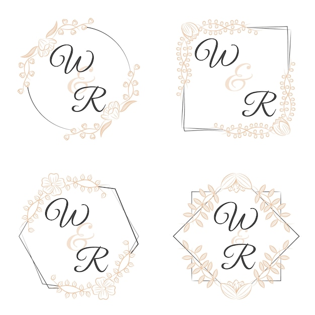 Luxury monograms with flowers for weddings