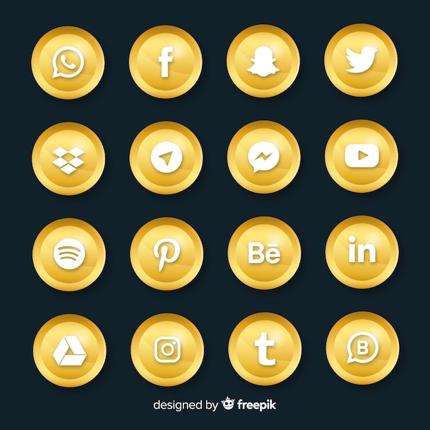 Free Vector luxury social media logo collection