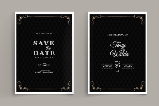 Free Vector luxury wedding invitation set