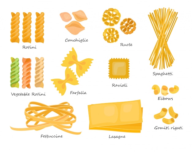 Free vector macaroni types set