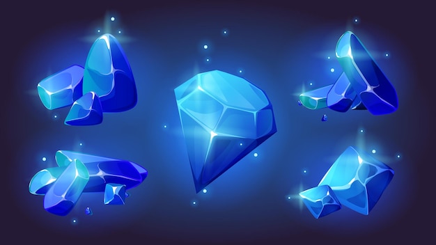 Free Vector magic blue gemstones set