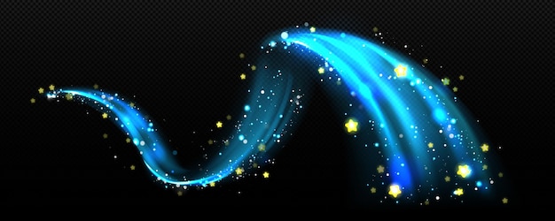 Free Vector magic effect blue air wave with golden stars