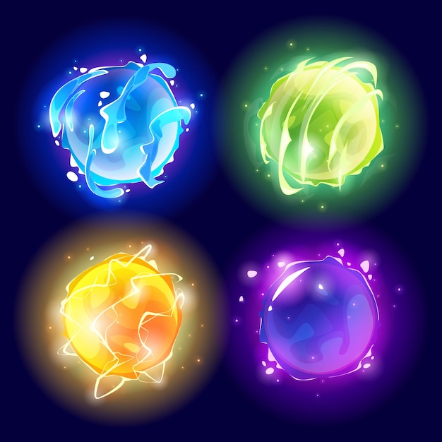 Free Vector magic energy ball for game power orb glow icon