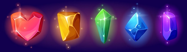 Free Vector magic gemstones set isolated on background