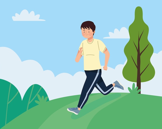 Free Vector male athlete running in landscape