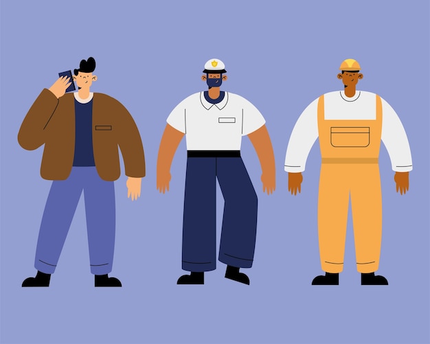 Free Vector male work professions