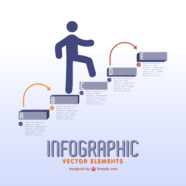 Free Vector man going upstaris infographic