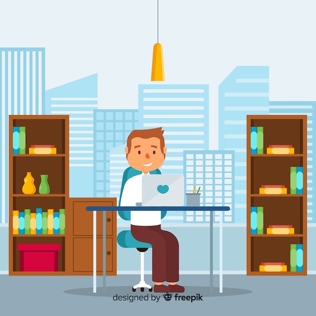 Free Vector man at the office background