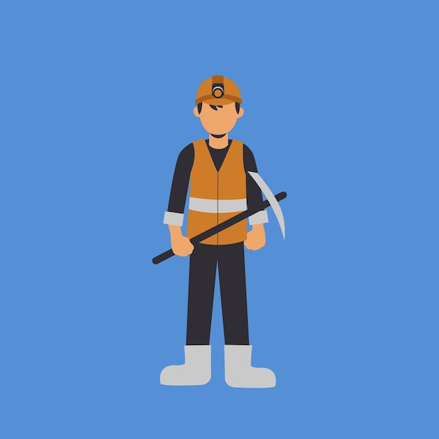 Free vector a man in a safety vest is holding a pickaxe