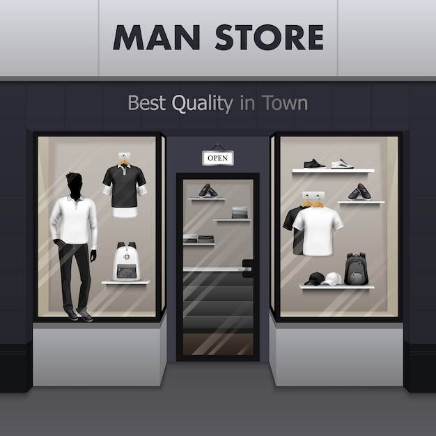 Free Vector man sportswear store realistic street view 