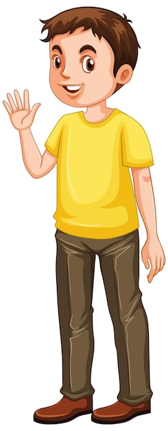 Free Vector a man wearing yellow t shirt cartoon