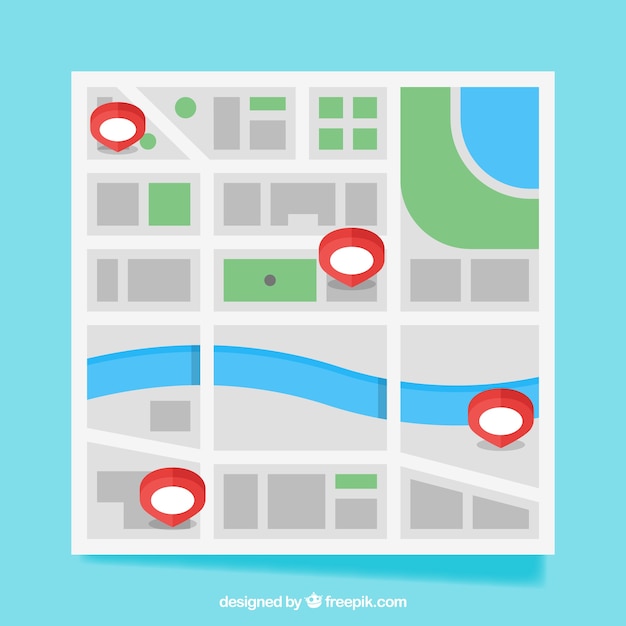 Free Vector map in design of city with pin map