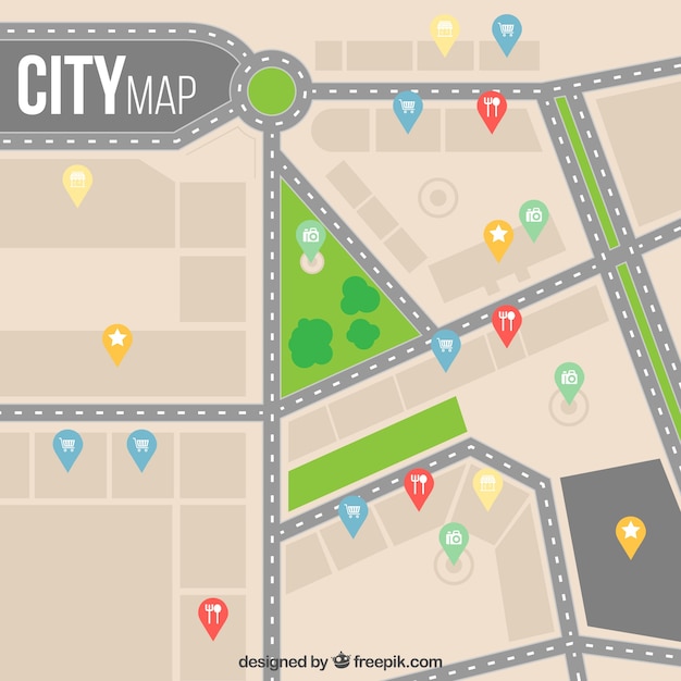 Free Vector map of town in flat design