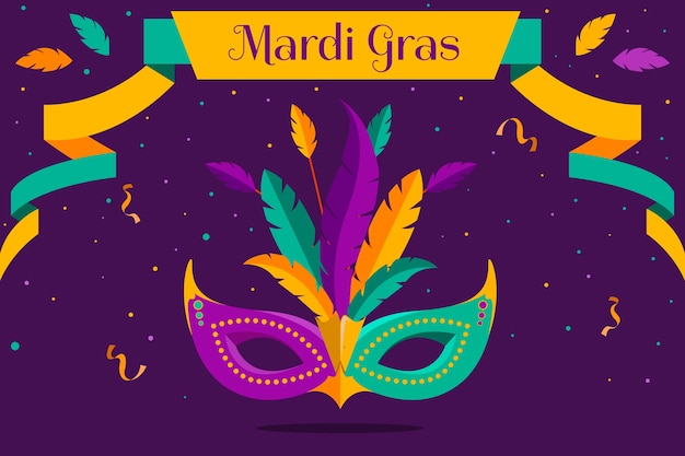 Mardi gras with mask and feathers