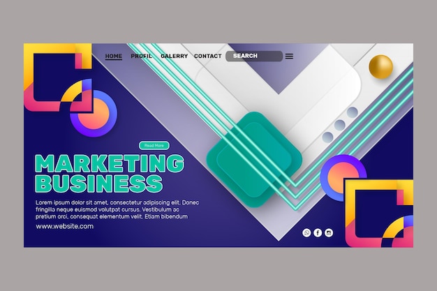 Free vector marketing business landing page template