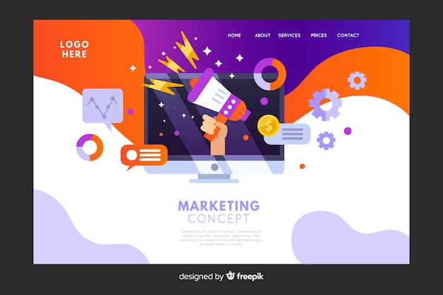 Free vector marketing concept landing page