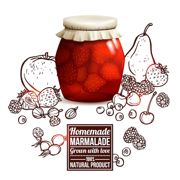 Free Vector marmalade jar concept