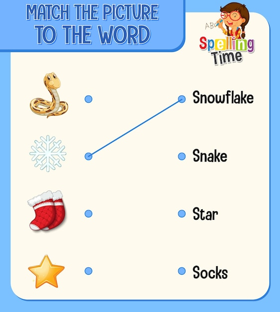 Match the picture to the word worksheet for children