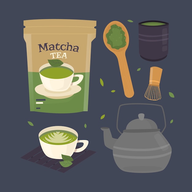 Free Vector matcha tea pack