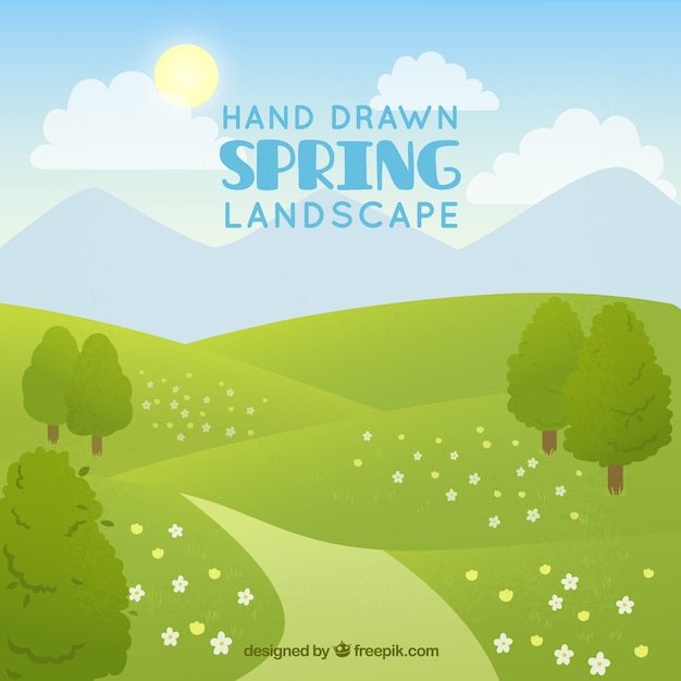 Free Vector meadow background with trees