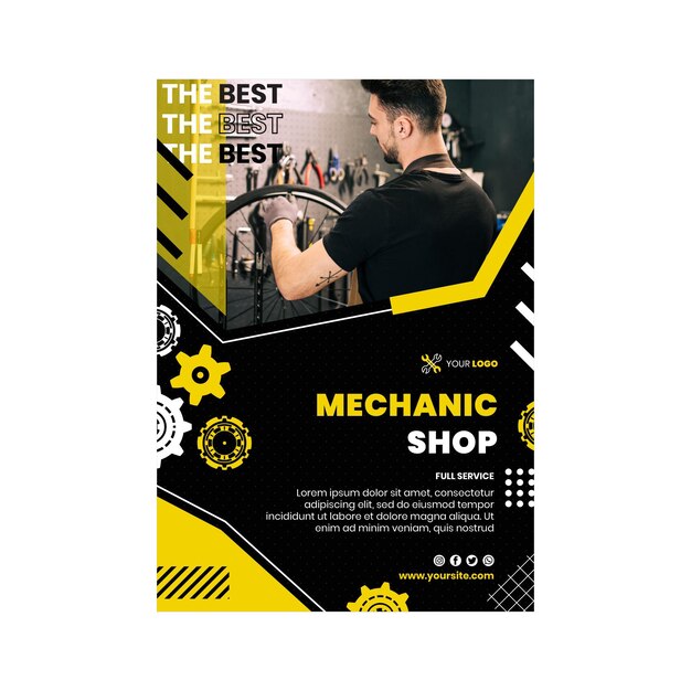 Mechanic shop vertical flyer template