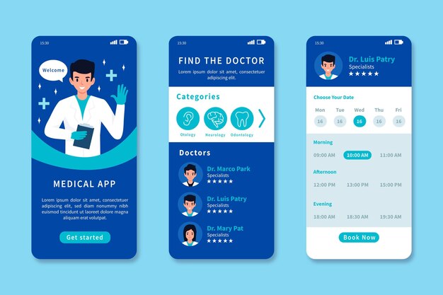 Medical booking app interface template