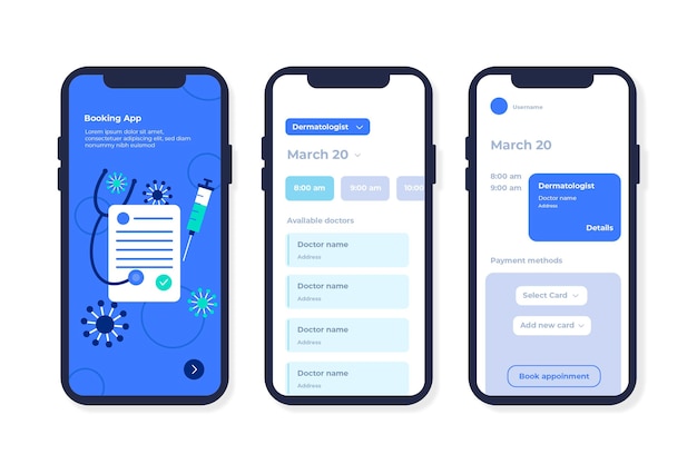 Free vector medical booking app