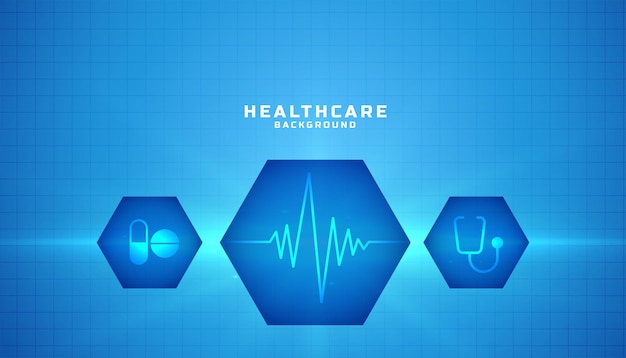 Free Vector medical and health care blue banner with cardiograph vector