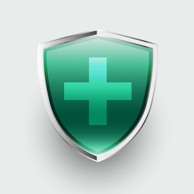 Free vector medical protection healthcare shield with cross sign