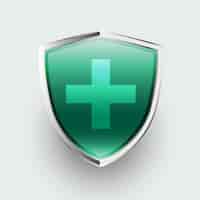 Free vector medical protection healthcare shield with cross sign