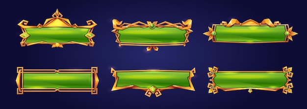 Free Vector medieval green buttons ui game menu elements