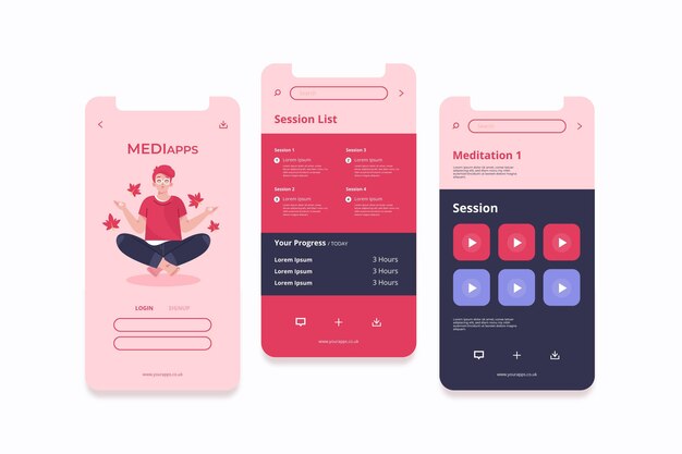 Meditation app interface concept