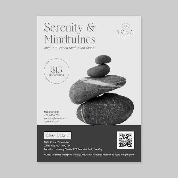 Meditation class poster template design