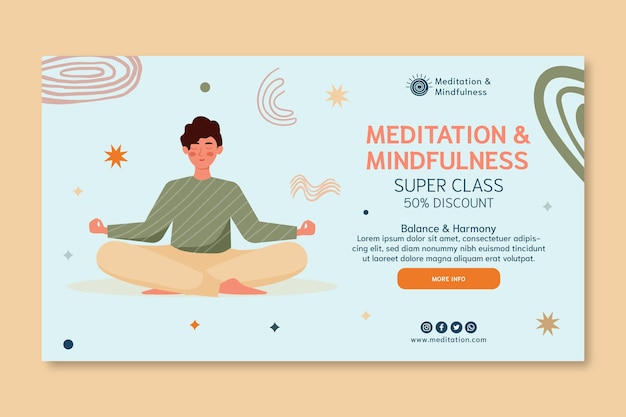 Free Vector meditation and mindfulness banner template