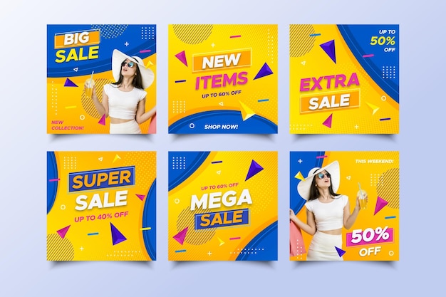 Mega sale social media posts with promotion