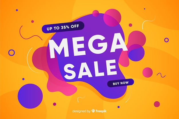 Mega sales background with abstract shapes