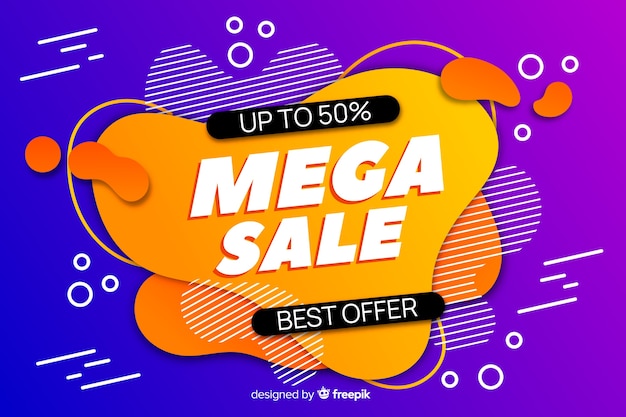 Free Vector mega sales background with abstract shapes