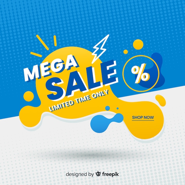 Free vector mega sales background with abstract shapes
