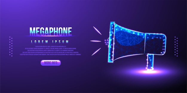 Free Vector megaphone, we are hiring, announcement low poly wireframe